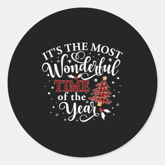 Es ist die wunderbarste Zeit des Jahres Weihnachte Runder Aufkleber (Vorderseite)
