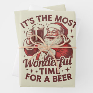 Es ist die wunderbarste Zeit für ein Bier Weihnach Geschenkpapier Set