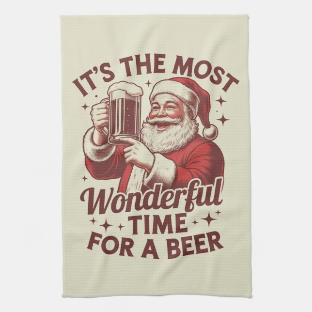 Es ist die wunderbarste Zeit für ein Bier Weihnach Geschirrtuch (Vertikal)