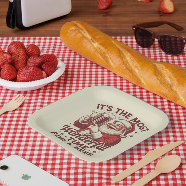 Es ist die wunderbarste Zeit für ein Bier Weihnach Pappteller (Picknick)