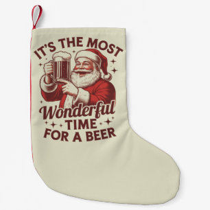Es ist die wunderbarste Zeit für einen Bier-Santa- Kleiner Weihnachtsstrumpf
