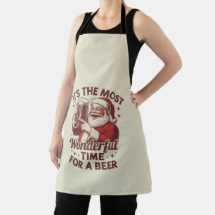 Es ist die wunderbarste Zeit für einen Bier-Santa- Schürze