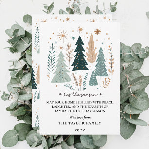 Es ist die Zeit Boho Botanische Weihnachtsbäume Feiertagskarte