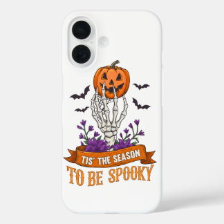 Es ist die Zeit, um eine gruselige Skeletthand Hal iPhone 16 Hülle