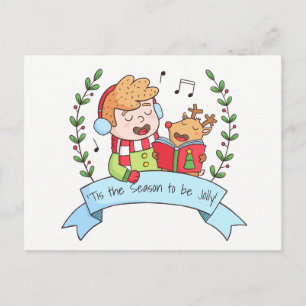 Es ist die Zeit, um fröhlicher Weihnachtsmann-Rent Feiertagspostkarte