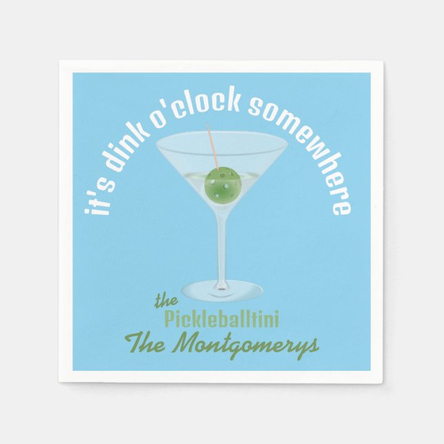 Es ist Dink O'Clock Irgendwo Pickle Martini - Blau Serviette (Vorderseite)