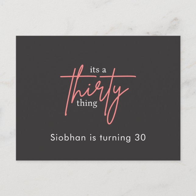 es ist ein 30-jähriges elegantes und stilvolles einladungspostkarte (Vorderseite)