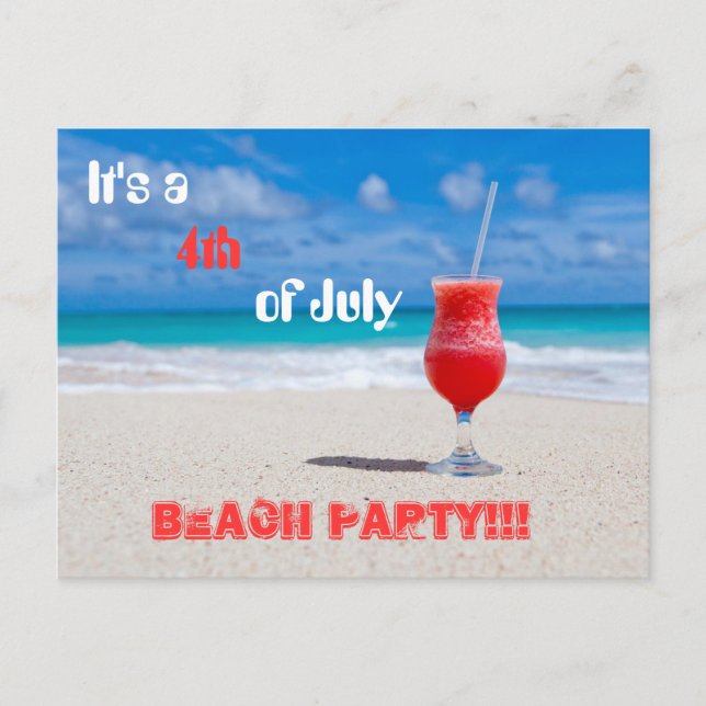 Es ist ein 4. Juli Beach Party Einladungspostkarte (Vorderseite)