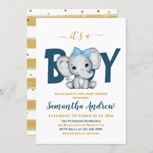 Es ist ein Baby Adorable Baby Elephant Baby Shower Einladung
