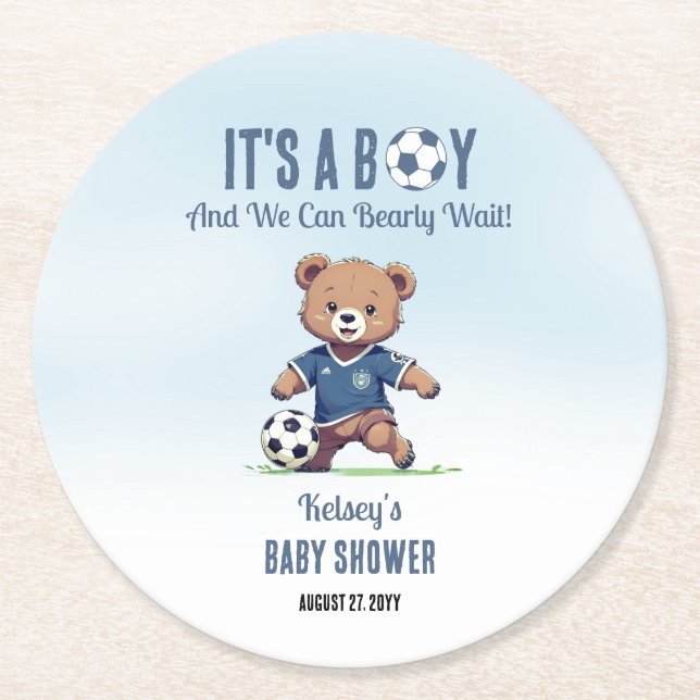 Es ist ein Baby Baby Baby Baby Baby Shower Bearly  Runder Pappuntersetzer (Vorderseite)