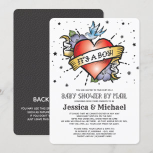 Es ist ein Baby-Baby-Duschkabine von Boy Tattoo He Einladung