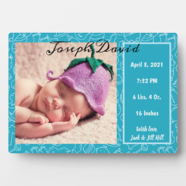 Es ist ein Baby Birth Announcement Blue Baby Foto Fotoplatte