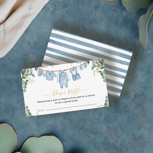 Es ist ein Baby Boho Babydusche Windelwaschmaschin Begleitkarte (It’s A Boy Blue Boho Clothes Greenery Baby Shower Enclosure Card)