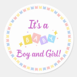 Es ist ein Baby Boy und Girl Twins Runder Aufkleber