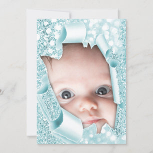 Es ist ein Baby Custom Foto Glitzer Baby Shower Bl Einladung