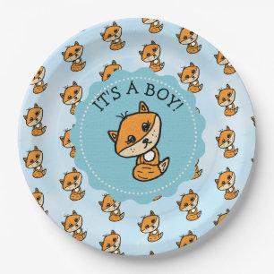 Es ist ein Baby, die Kinderdusche des Little Fox B Pappteller
