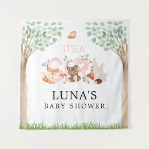 Es ist ein Baby-Duschkopf-Hintergrund von Girl Woo Wandteppich