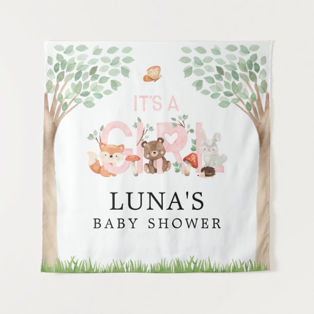 Es ist ein Baby-Duschkopf-Hintergrund von Girl Woo Wandteppich (Vorderseite)