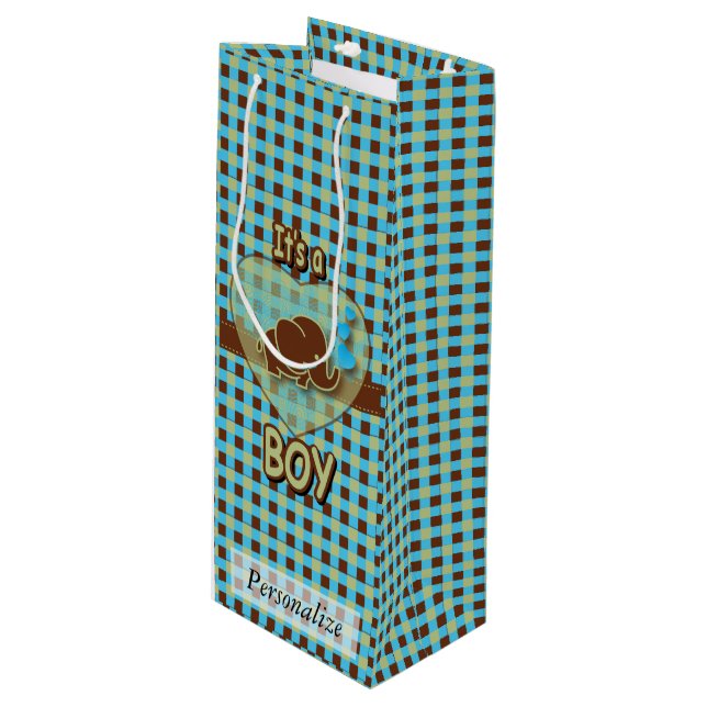 Es ist ein Baby-Elefant des Jungen-| Geschenktüte Für Weinflaschen (Vorderseite Schrägansicht)