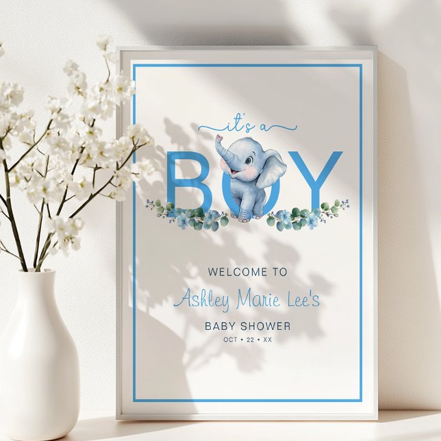 Es ist ein Baby Elephant Baby Shower Welcome Poste Poster (It's A Boy - Welcome sign)
