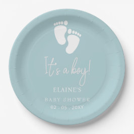 Es ist ein Baby Feet Blue Boy Baby Dusche Pappteller