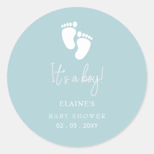 Es ist ein Baby Feet Blue Boy Baby Dusche Runder Aufkleber