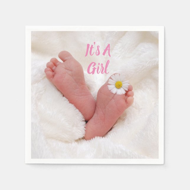 Es ist ein Baby-Feet mit Daisy Serviette (Vorderseite)