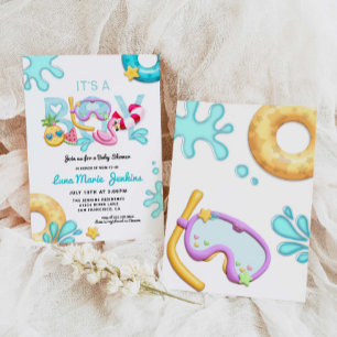 Es ist ein Baby Fun Summer Tropical Pool Baby Dusc Einladung