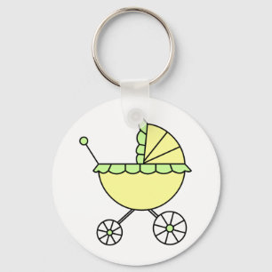 Es ist ein Baby! Gelbgrün-Kinderwagen Schlüsselanhänger