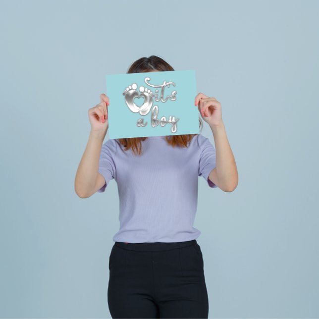 Es ist ein Baby New Baby Dusche Blue Silver Einladung (It's A Boy New Baby Shower Blue Silver Invitation)