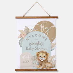 Es ist ein Baby Safari Theme Lion Baby Dusche will Wandteppich Mit Holzrahmen
