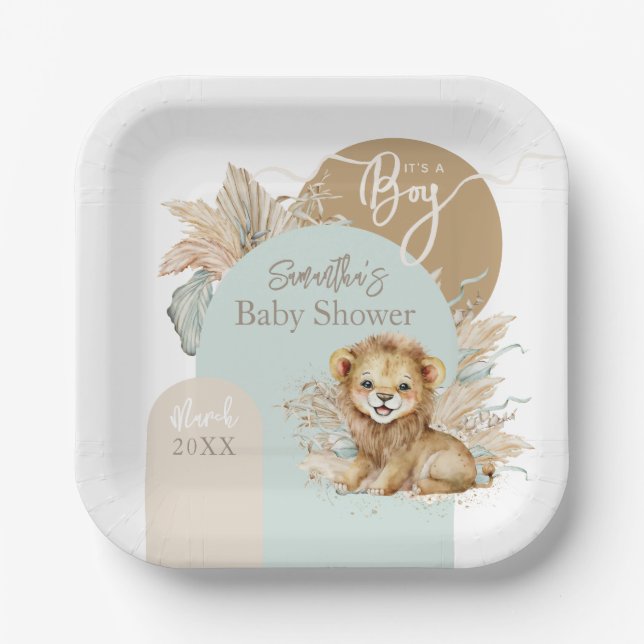 Es ist ein Baby Safari Theme Lion Baby Shower Pappteller (Vorderseite)