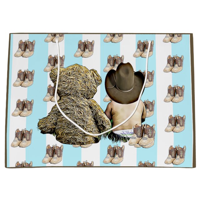 Es ist ein Baby von Boy Lil Cowboy und Teddy Bear Große Geschenktüte (Vorderseite)