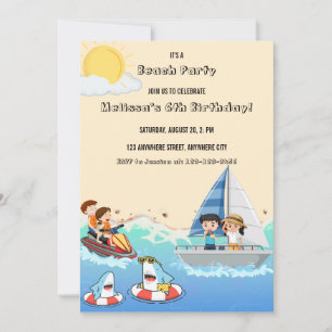 Es ist ein Beach Party Kindergeburtstag Einladung