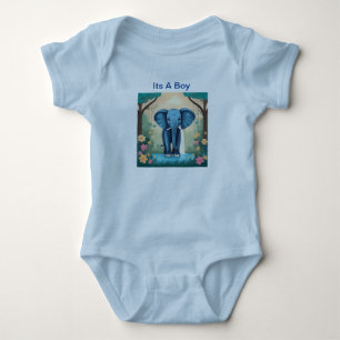 Es ist ein blauer Baby-Elefant für einen Jungen, Baby Strampler