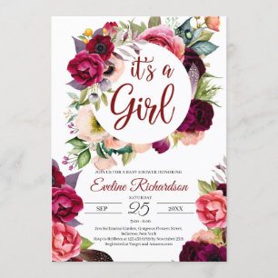 Es ist ein blütenbordeauxfarbenes Mädchen und ein  Einladung