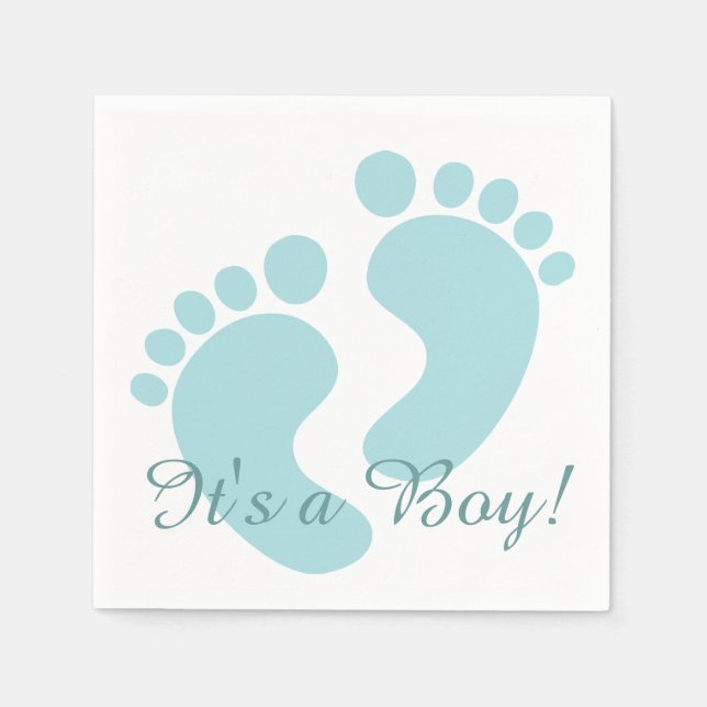 Es ist ein Boy Baby Feet Announcement Paper Napkin Serviette (Vorderseite)