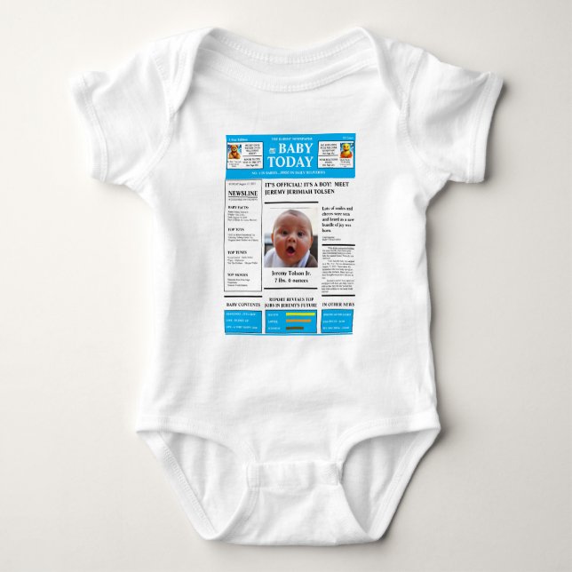 Es ist ein Boy BABY NEWSPAPER Ein-Stück-Bodysuit Baby Strampler (Vorderseite)