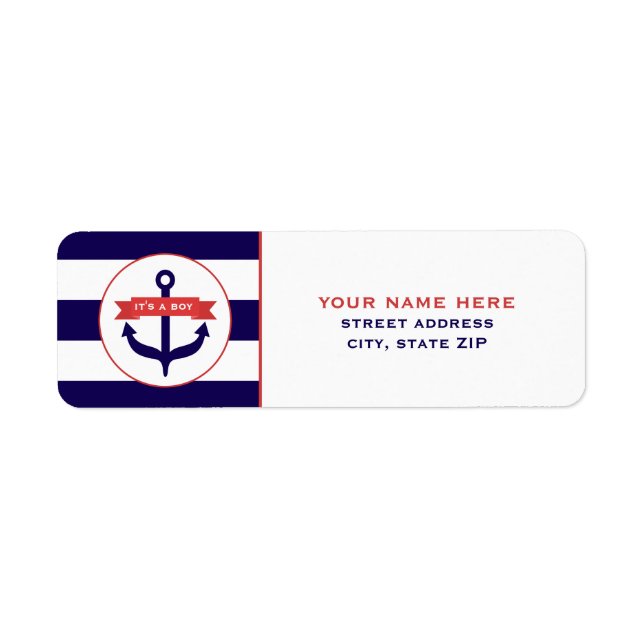 Es ist ein Boy Blue Anchor & Stripes Address Label (Vorne)