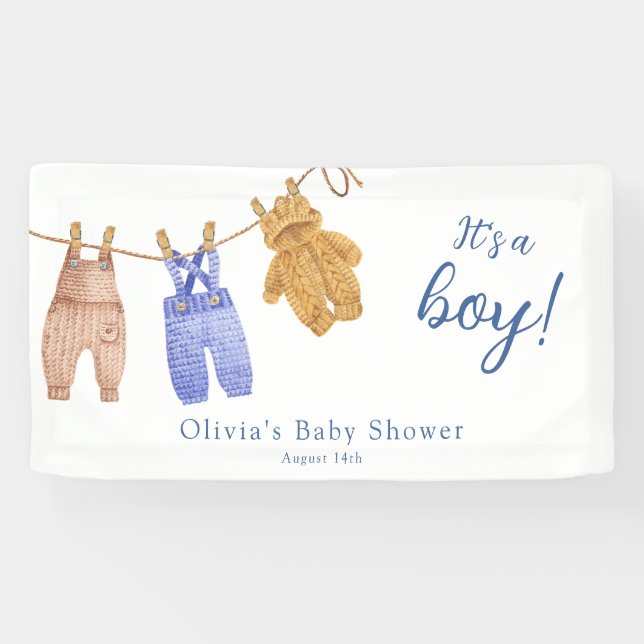Es ist ein Boy Blue Baby Shower Banner (Horizontal)