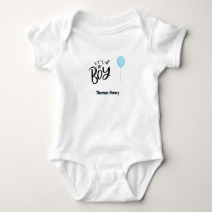 Es ist ein Boy Blue Ballon Personalisiert mit Name Baby Strampler