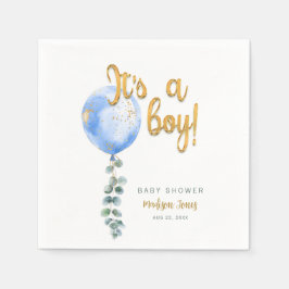 Es ist ein Boy Blue Balloon Baby Shower Napkins Serviette