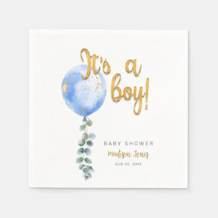 Es ist ein Boy Blue Balloon Baby Shower Napkins Serviette