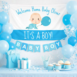 Es ist ein Boy Blue Balloon Welcome Zuhause Banner
