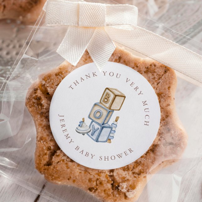 Es ist ein Boy Blue Boho Holzblöcke und Spielzeug Runder Aufkleber (Von Creator hochgeladen)