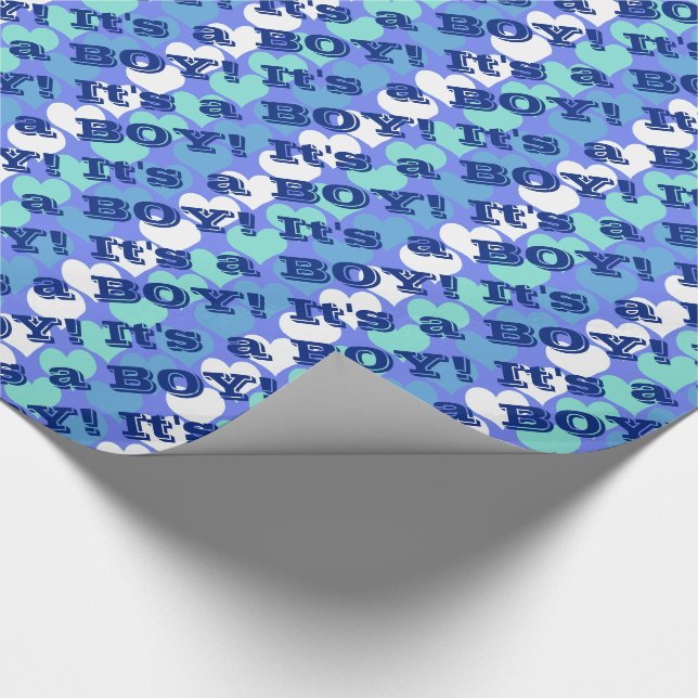 Es ist ein Boy Blue Hearts Geschenkpapier (Ecke)