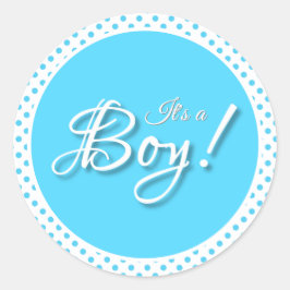 Es ist ein Boy-Blue-Polka-Punkt Runder Aufkleber