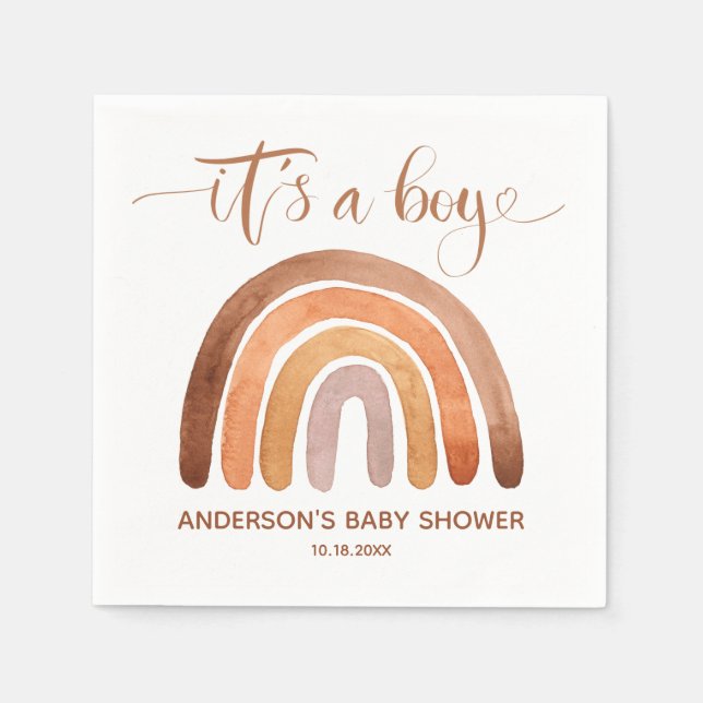 Es ist ein Boy - Boho Rainbow Baby Shower Napkins Serviette (Vorderseite)