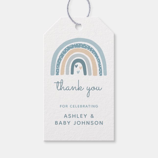 Es ist ein Boy Boho Rainbow Baby Shower Vielen Dan Geschenkanhänger (Vorderseite)