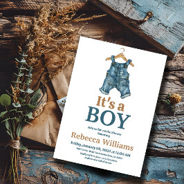 Es ist ein Boy Denim Bodysuit Blue Jean Baby Dusch Einladung